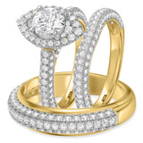 Photo of Gemma 3 1/5 ct tw. Diamond Round Solitaire Trio Set 10K Yellow Gold [BT2285Y-R095]