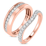 Photo of Daisy 3/4 ct tw. Diamond Wedding Band Set 14K Rose Gold [WB2292R]