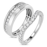 Photo of Daisy 3/4 ct tw. Diamond Wedding Band Set 14K White Gold [WB2292W]