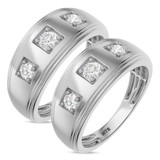 Photo of Nino 1 1/8 ct tw. Diamond Same Sex Mens Band Set 10K White Gold [WM2287W]