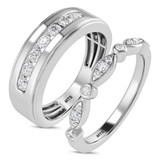 Photo of Effie 2/3 ct tw. Diamond Wedding Band Set 10K White Gold [WB2280W]