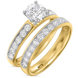 Photo of Arnie 2 ct tw. Diamond Round Solitaire Bridal Set 10K Yellow Gold [BR2291Y-R095]