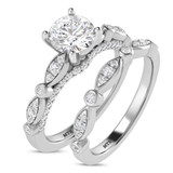 Photo of Effie 1 1/2 ct tw. Diamond Round Solitaire Bridal Set 14K White Gold [BR2280W-R095]