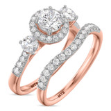 Photo of Nino 1 3/4 CT. T.W. Diamond Round Solitaire Bridal Set 14K Rose Gold [BR2287R-R070]