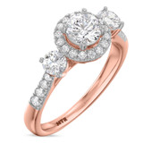 Photo of Nino 1 3/4 CT. T.W. Diamond Round Solitaire Bridal Set 14K Rose Gold [BT2287RE-R070]