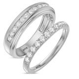 Photo of Elsy 3/4 ct tw. Diamond Wedding Band Set 14K White Gold [WB2295W]