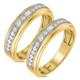 Photo of Poul 3/4 ct tw. Diamond Same Sex Mens Band Set 14K Yellow Gold [WM2290Y]