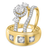 Photo of Nino 2 1/4 ct tw. Diamond Round Solitaire Trio Set 14K Yellow Gold [BT2287Y-R070]