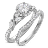 Photo of Poul 1 1/6 ct tw. Diamond Round Solitaire Bridal Set 10K White Gold [BR2290W-R060]