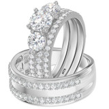 Photo of Darlene 3 ct tw. Diamond Round Solitaire Trio Set 14K White Gold [BT2279W-R095]