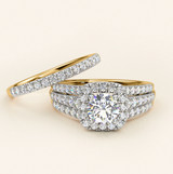 Photo of Davi 1 1/2 Carat T.W. Diamond Round Solitaire Bridal Set 10K Yellow Gold [BR2286Y-R070]