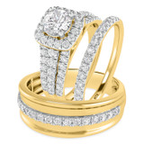 Photo of Davi 1 7/8 ct tw. Diamond Round Solitaire Trio Set 10K Yellow Gold [BT2286Y-R070]