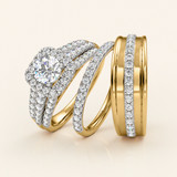 Photo of Davi 1 7/8 ct tw. Diamond Round Solitaire Trio Set 10K Yellow Gold [BT2286Y-R070]