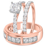 Photo of Milla 2 3/4 ct tw. Diamond Round Solitaire Trio Set 14K Rose Gold [BT2282R-R095]