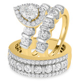 Photo of Florens 3 1/2 ct tw. Diamond Pear Solitaire Trio Set 10K Yellow Gold [BT2297Y-F070]