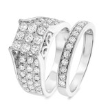Photo of Mina 2 3/8 ct tw. Lab Grown Diamond Princess Cluster Bridal Set 10K White Gold [BR2348W-C000]