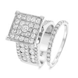 Photo of Preston 3 3/4 ct tw. Lab Grown Diamond Princess Cluster Bridal Set 10K White Gold [BR2364W-C000]