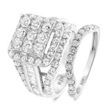 Photo of Macie 4 ct tw. Lab Grown Diamond Cushion Cluster Bridal Set 14K White Gold [BR2358W-C000]