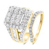 Photo of Mira 3 1/2 ct tw. Lab Grown Diamond Princess Cluster Bridal Set 10K Yellow Gold [BR2356Y-C000]