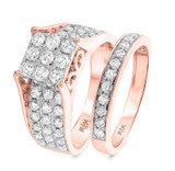 Photo of Alexandra 2 1/2 ct tw. Lab Grown Diamond Princess Cluster Bridal Set 10K Rose Gold [BR2365R-C000]