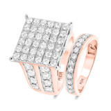Photo of Tara 3 2/3 ct tw. Lab Grown Diamond Princess Cluster Bridal Set 14K Rose Gold [BR2363R-C000]