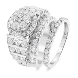 Photo of Selene 4 3/8 ct tw. Lab Grown Diamond Round Cluster Bridal Set 10K White Gold [BR2357W-C000]