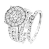 Photo of McKenzie 3 3/4 ct tw. Lab Grown Diamond Round Cluster Bridal Set 14K White Gold [BR2353W-C000]