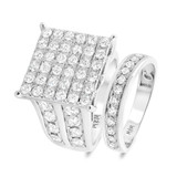 Photo of Tara 3 2/3 ct tw. Lab Grown Diamond Princess Cluster Bridal Set 14K White Gold [BR2363W-C000]