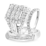 Photo of Macie 4 1/4 ct tw. Lab Grown Diamond Cushion Cluster Trio Set 14K White Gold [BT2358W-C000]