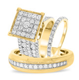 Photo of Preston 4 ct tw. Lab Grown Diamond Princess Cluster Trio Set 14K Yellow Gold [BT2364Y-C000]