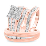 Photo of Chanetelle 3 3/4 ct tw. Lab Grown Diamond Princess Cluster Trio Set 10K Rose Gold [BT2361R-C000]