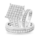 Photo of Tara 4 1/10 ct tw. Lab Grown Diamond Princess Cluster Trio Set 10K White Gold [BT2363W-C000]
