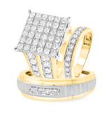 Photo of Esme 3 1/2 ct tw. Lab Grown Diamond Princess Cluster Trio Set 10K Yellow Gold [BT2355Y-C000]
