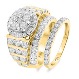 Photo of Fleur 4 7/8 Carat T.W. Diamond Round Cluster Bridal Set 14K Yellow Gold [BR443Y-C000]