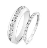 Photo of McKenzie 1 3/8 ct tw. Diamond Wedding Band Set 14K White Gold [WB437W]