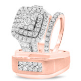 Photo of Sierra 5 1/10 ct tw. Diamond Fancy Cluster Trio Set 14K Rose Gold [BT439R-C000]