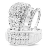 Photo of Fleur 5 7/8 ct tw. Diamond Round Cluster Trio Set 10K White Gold [BT443W-C000]