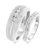 Photo of Chanetelle 3/4 ct tw. Diamond Wedding Band Set 10K White Gold [WB441W]