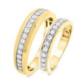 Photo of Tara 1 ct tw. Diamond Wedding Band Set 14K Yellow Gold [WB445Y]