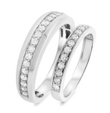 Photo of Alexandra 7/8 ct tw. Diamond Wedding Band Set 10K White Gold [WB447W]