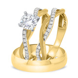 Photo of Sophia 1 1/4 cttw Round Matching Trio Ring Set 10K Yellow Gold [BT469Y-R070]