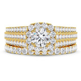 Photo of Chrissa 3 1/3 CT. T.W. Diamond Round Solitaire Bridal Set 14K Yellow Gold [BR5008Y-R070]
