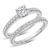Photo of Qadir 1 7/8 Carat T.W. Diamond Round Solitaire Bridal Set 14K White Gold [BR5001W-R070]