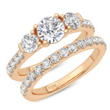 Photo of Floryn 2 1/8 Carat T.W. Diamond Round Solitaire Bridal Set 14K Rose Gold [BR5038R-R070]