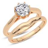 Photo of Beatrix 1 Carat T.W. Diamond Round Solitaire Bridal Set 14K Rose Gold [BR5040R-R095]