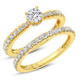 Photo of Nero 1 7/8 Carat T.W. Round Solitaire Bridal Set 14K Yellow Gold [BR5004Y-R070]