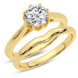 Photo of Beatrix 1 Carat T.W. Diamond Round Solitaire Bridal Set 14K Yellow Gold [BR5040Y-R095]
