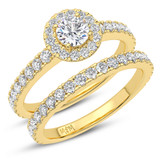 Photo of Ronika 2 7/8 CT. T.W. Diamond Round Solitaire Bridal Set 14K Yellow Gold [BR5019Y-R070]
