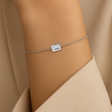 Photo of Ansel 1 Carat T.W. Lab Grown Diamond Emerald Solitaire Bracelet 10K White Gold [BC2406W-N095]