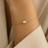 Photo of Ansel 1/2 Carat T.W. Lab Grown Diamond Emerald Solitaire Bracelet 10K Yellow Gold [BC2404Y-N045]